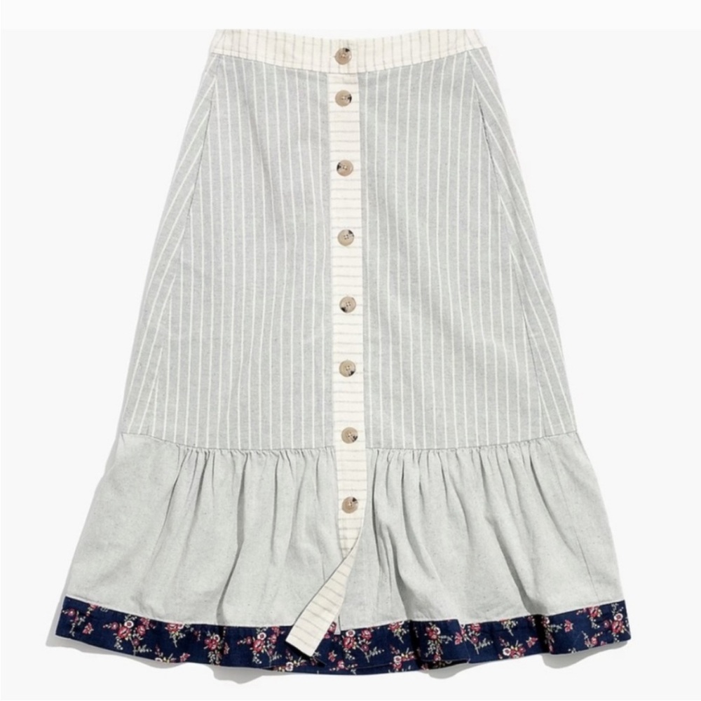 Madewell X The Denim Project Striped A-Line Skirt